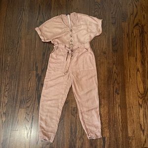 Express XXS jumpsuit pink linen